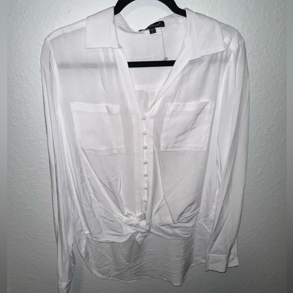 Brand new with tags white collared high low top with buttons and pockets